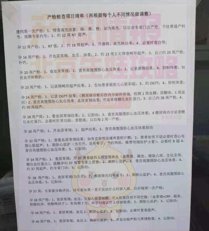 朝阳医院孕期产检项目整理_双胎孕妈经验分享